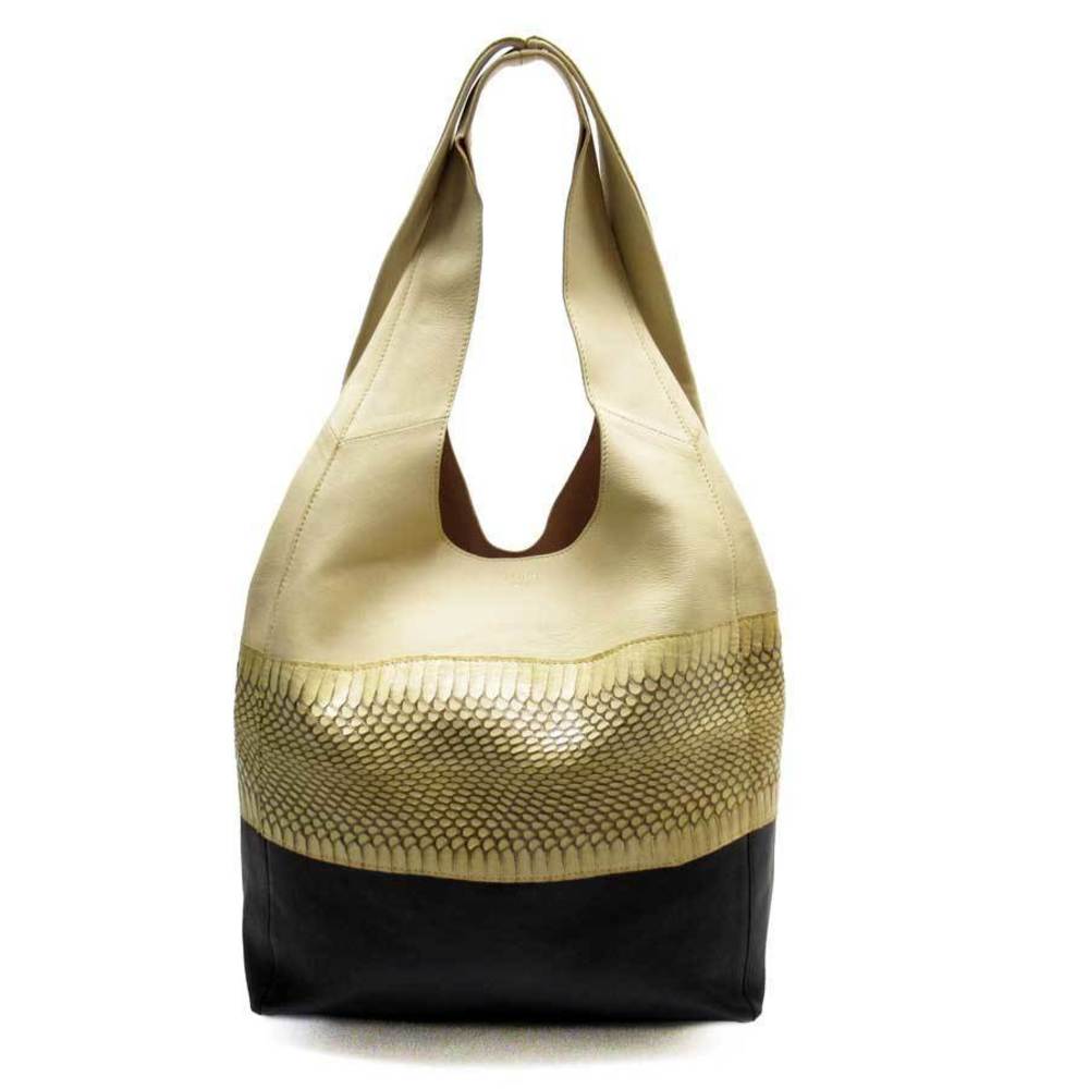 Celine Tote Bag Leather Python White Black - image 1